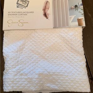 NWT! Jessica Simpson White 3D Textured Jacquard Shower Curtain